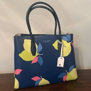 Kate Spade Navy Lemon Print Tote